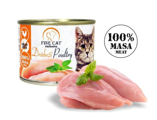 FINE CAT Exclusive konzerva pre mačky HYDINA 100% mäsa 