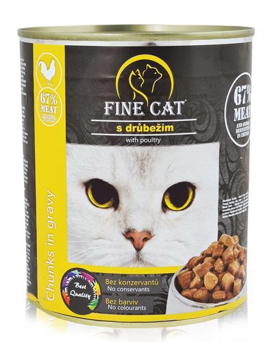 FINE CAT konzerva pre mačky HYDINA 830g