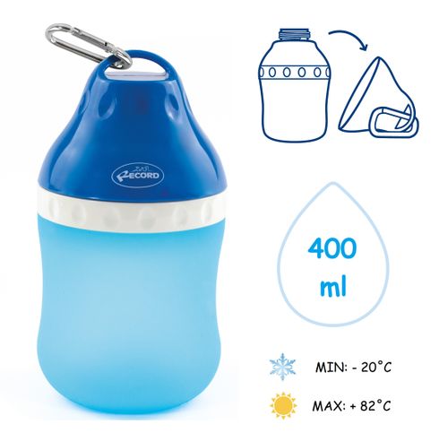 Fľaša na vodu silikónová modrá 400 ml
