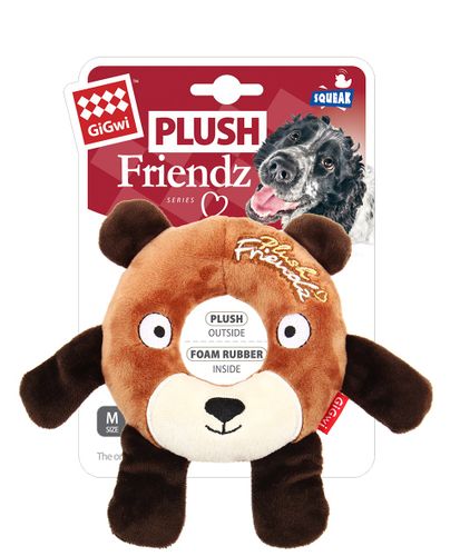 GiGwi Plush Friendz Medveď s gumeným kruhom
