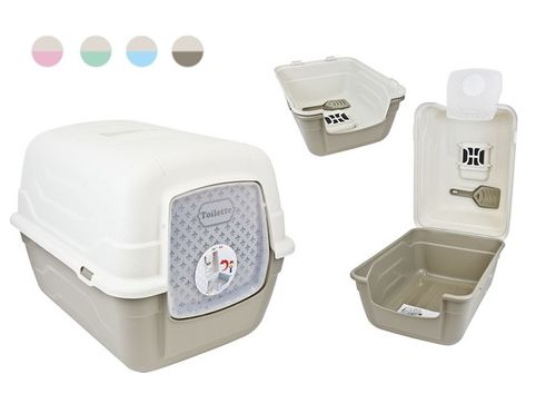 Krytá toaleta pre mačky ROTO s pachovým filtrom a lopatkou
