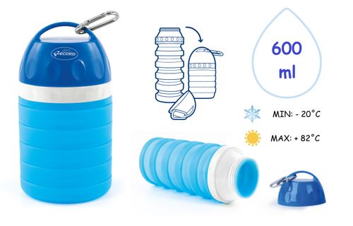 Skladacia fľaša na vodu silikónová 300 - 600 ml